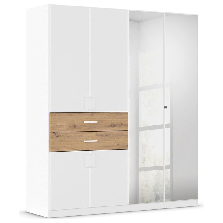 Rauch Maika 181cm 6 Door Combi Wardrobe - H 210cm - Alpine White and Artisan Oak