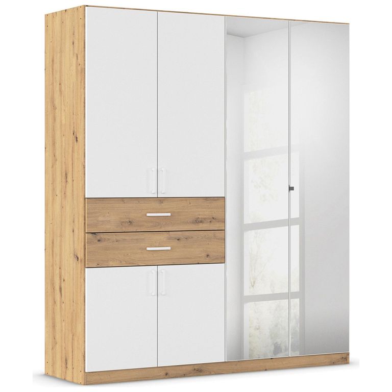 Rauch Maika 181cm 6 Door Combi Wardrobe - H 210cm - Artisan Oak and Alpine White