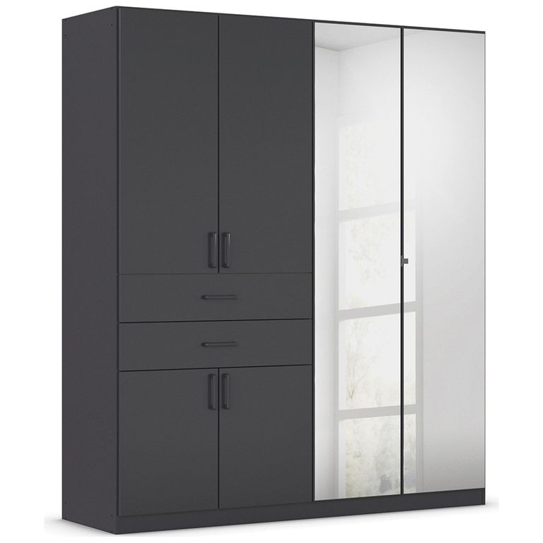 Rauch Maika 181cm 6 Door Combi Wardrobe - H 210cm - Metallic Dark Grey