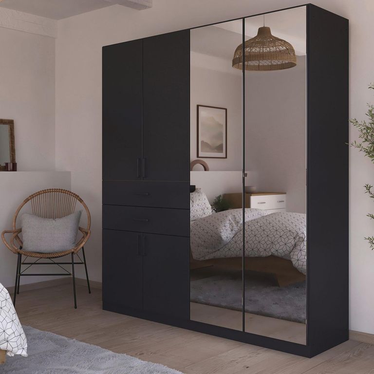 Rauch Maika 181cm 6 Door Combi Wardrobe - H 210cm - Metallic Dark Grey