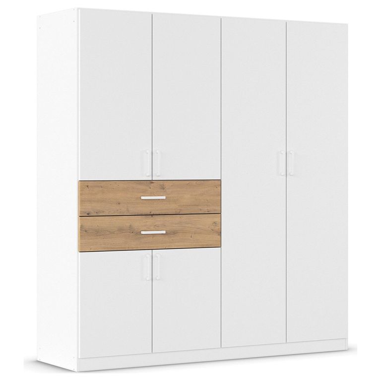 Rauch Maika 181cm 6 Door Wardrobe - H 197cm - Alpine White and Artisan Oak