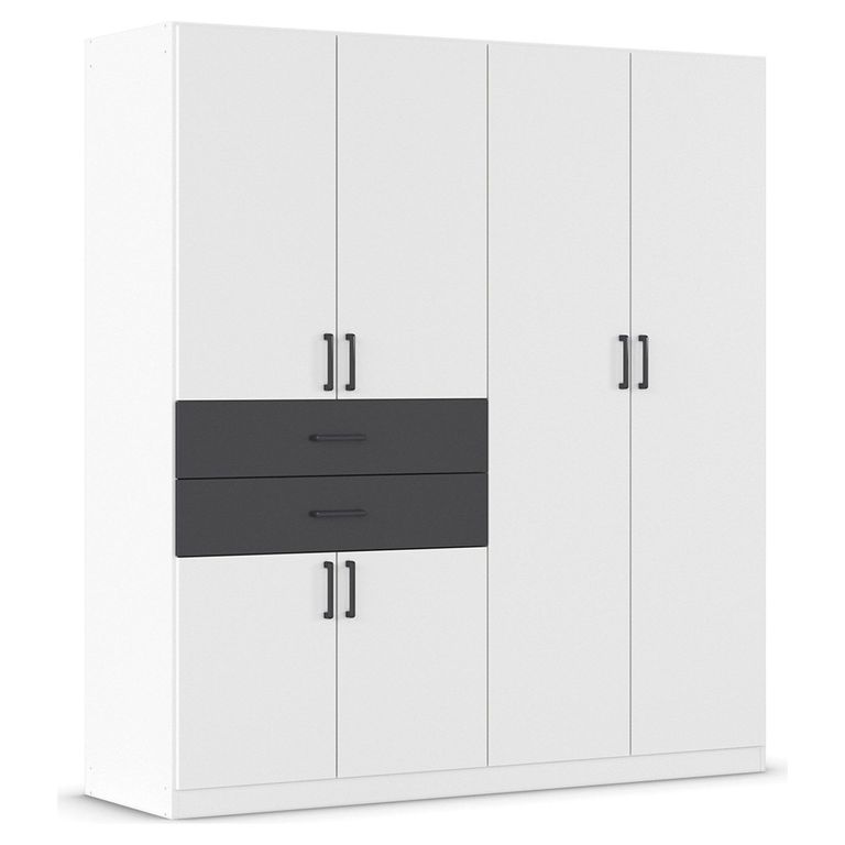 Rauch Maika 181cm 6 Door Wardrobe - H 197cm - Alpine White and Metallic Dark Grey