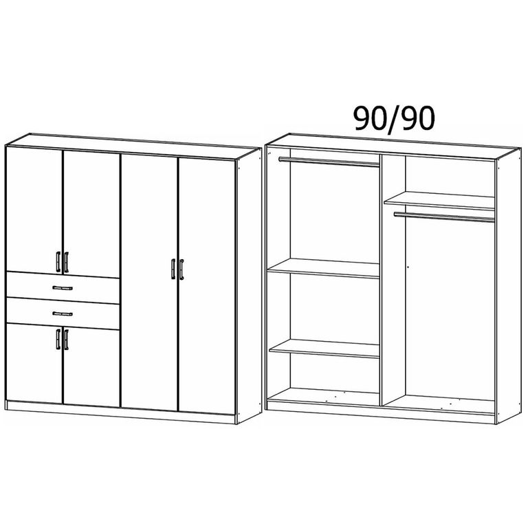 Rauch Maika 181cm 6 Door Wardrobe - H 197cm - Alpine White and Metallic Dark Grey