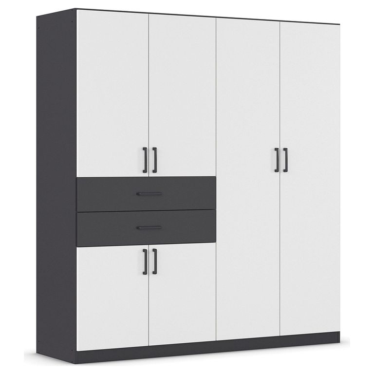 Rauch Maika 181cm 6 Door Wardrobe - H 197cm - Metallic Dark Grey and Alpine White