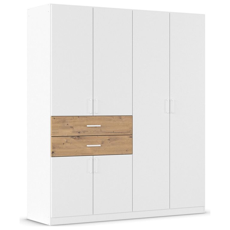 Maika Wardrobe - 181cm - 6 Door - H210cm - Alpine White & Artisan Oak