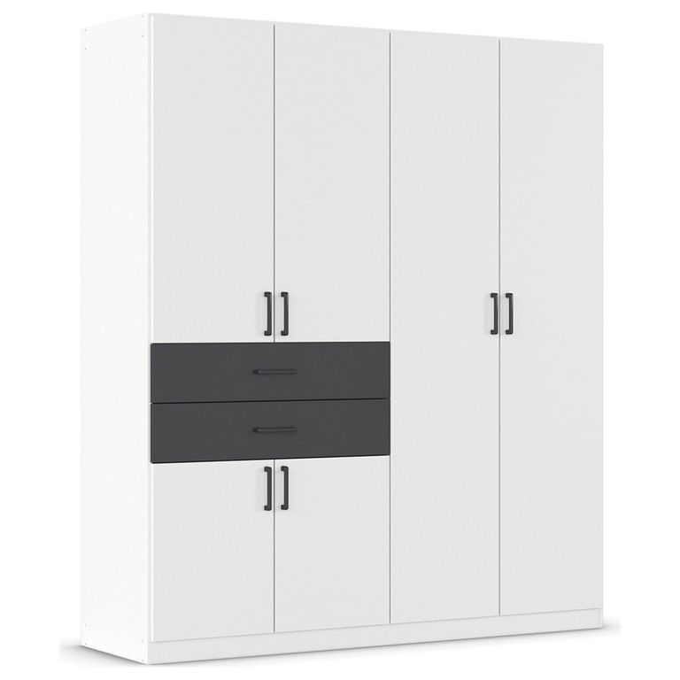 Maika Wardrobe - 181cm - 6 Door - H210cm - Alpine White & Metallic Dark Grey