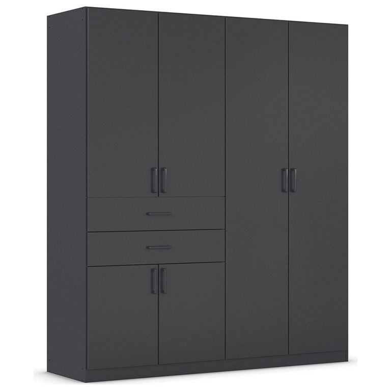 Maika Wardrobe - 181cm - 6 Door - H210cm - Metallic Dark Grey