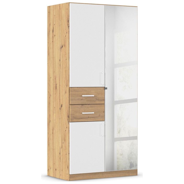 Rauch Maika 91cm 3 Door Combi Wardrobe - H 197cm - Artisan Oak and Alpine White
