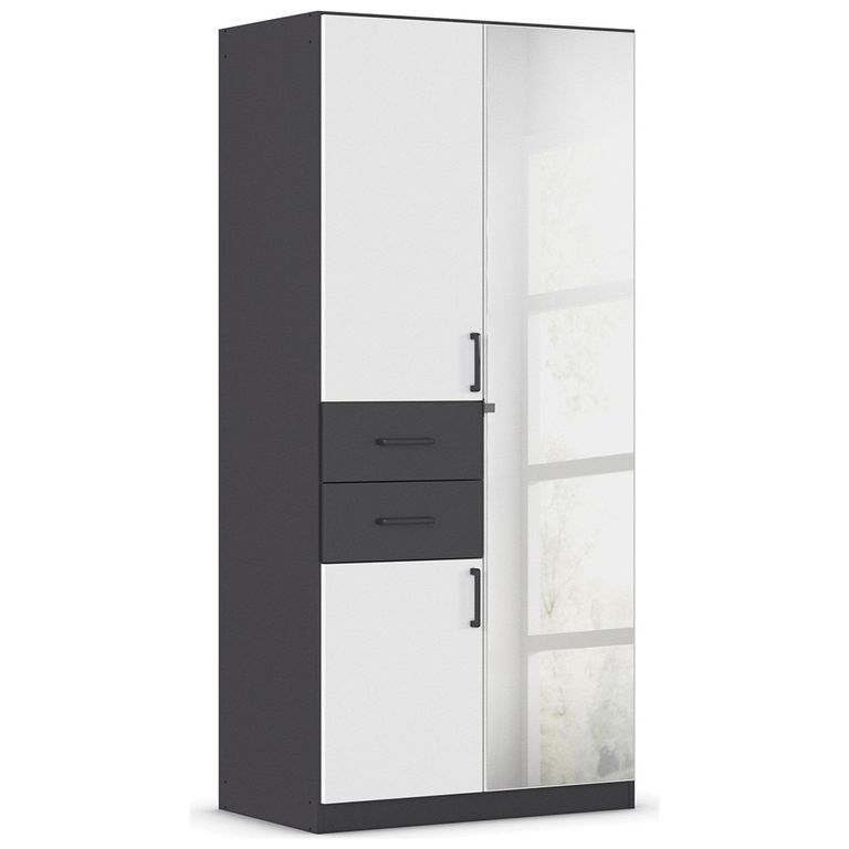 Rauch Maika 91cm 3 Door Combi Wardrobe - H 197cm - Metallic Dark Grey and Alpine White