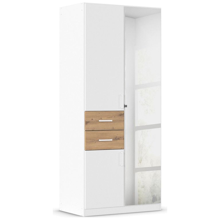 Maika Wardrobe - 91cm - 3 Door - Combi - H210cm - Alpine White & Artisan Oak