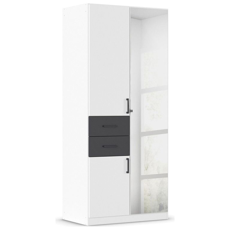 Maika Wardrobe - 91cm - 3 Door - Combi - H210cm - Alpine White & Metallic Dark Grey