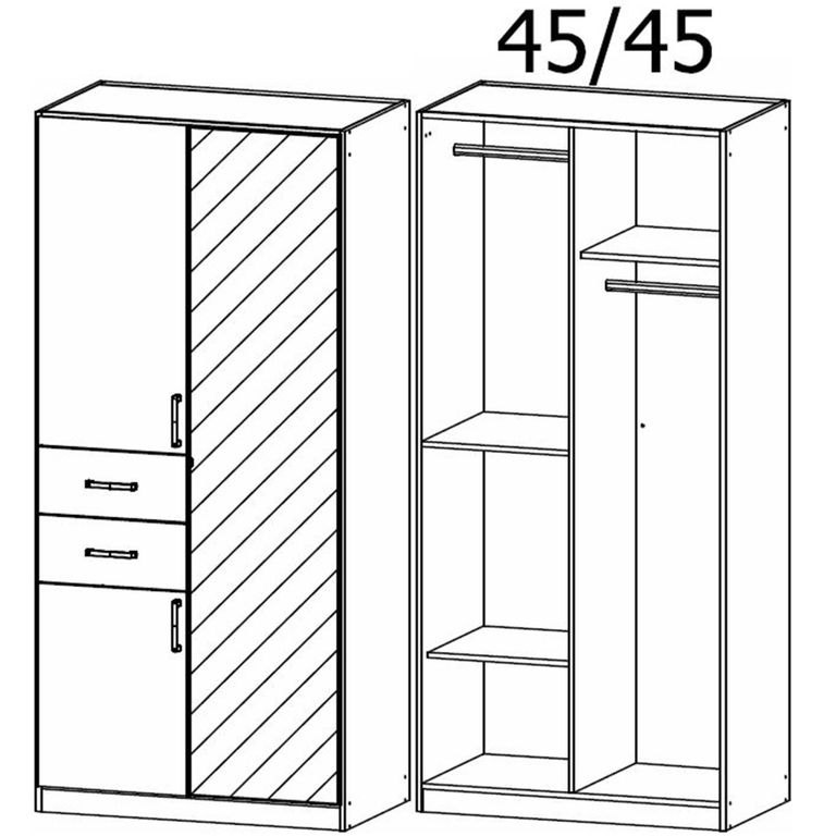 Maika Wardrobe - 91cm - 3 Door - Combi - H210cm - Artisan Oak & Alpine White