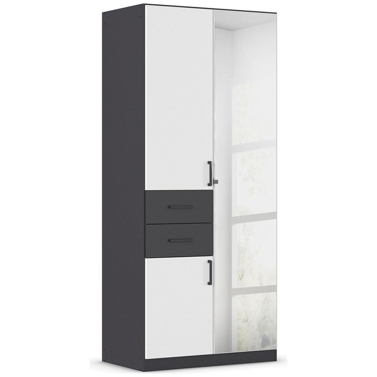Maika Wardrobe - 91cm - 3 Door - Combi - H210cm - Metallic Dark Grey & Alpine White