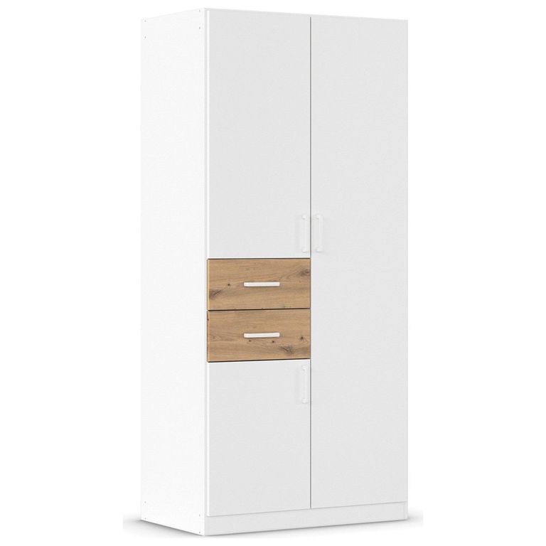 Rauch Maika 91cm 3 Door Wardrobe - H 197cm - Alpine White and Artisan Oak