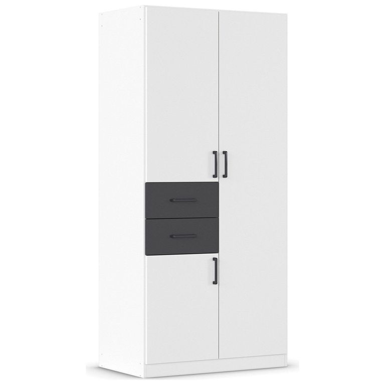 Rauch Maika 91cm 3 Door Wardrobe - H 197cm - Alpine White and Metallic Dark Grey
