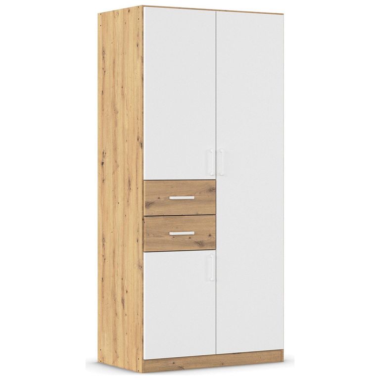 Rauch Maika 91cm 3 Door Wardrobe - H 197cm - Artisan Oak and Alpine White