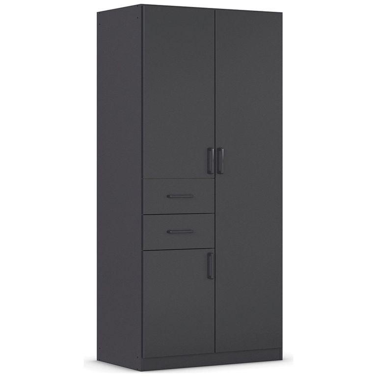 Rauch Maika 91cm 3 Door Wardrobe - H 197cm - Metallic Dark Grey
