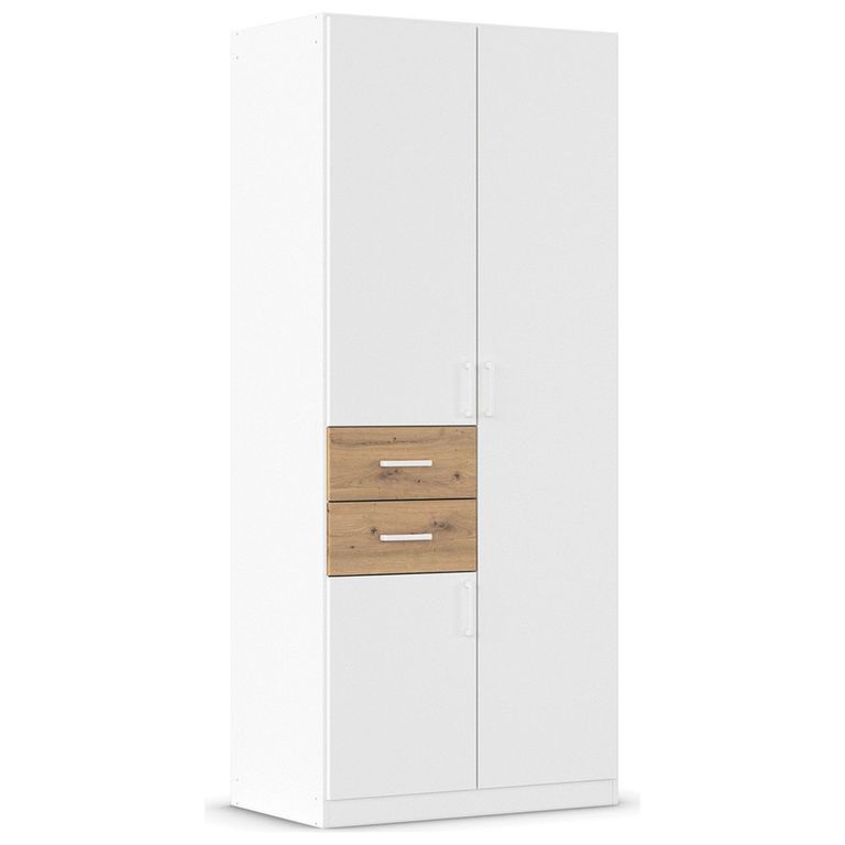 Rauch Maika 91cm 3 Door Wardrobe - H 210cm - Alpine White and Artisan Oak