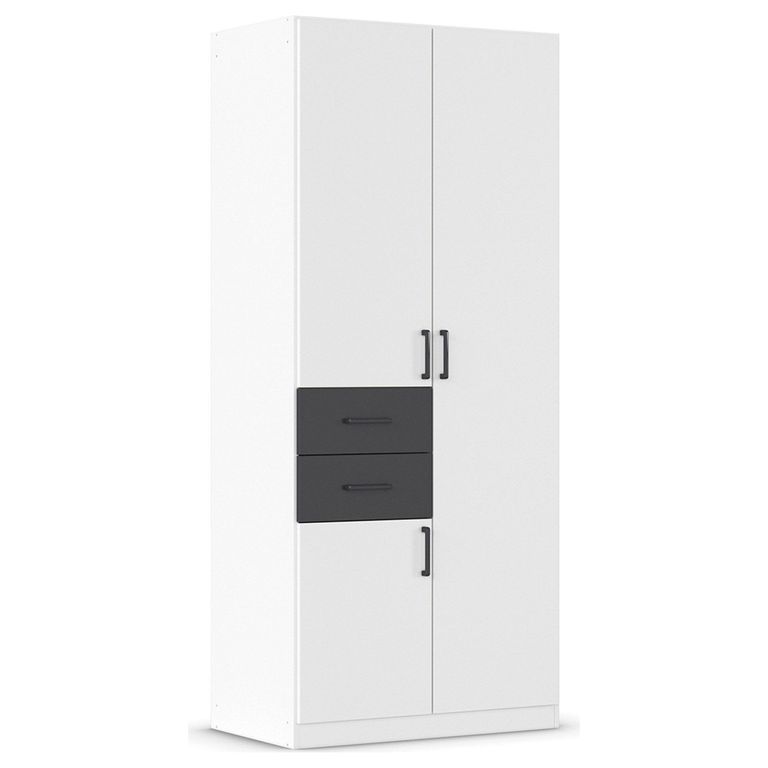 Rauch Maika 91cm 3 Door Wardrobe - H 210cm - Alpine White and Metallic Dark Grey