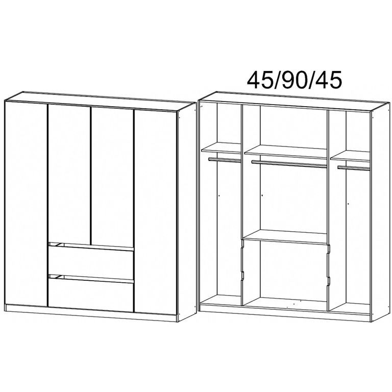Rauch Mainz 181cm 4 Door Wardrobe with Drawer - Alpine White