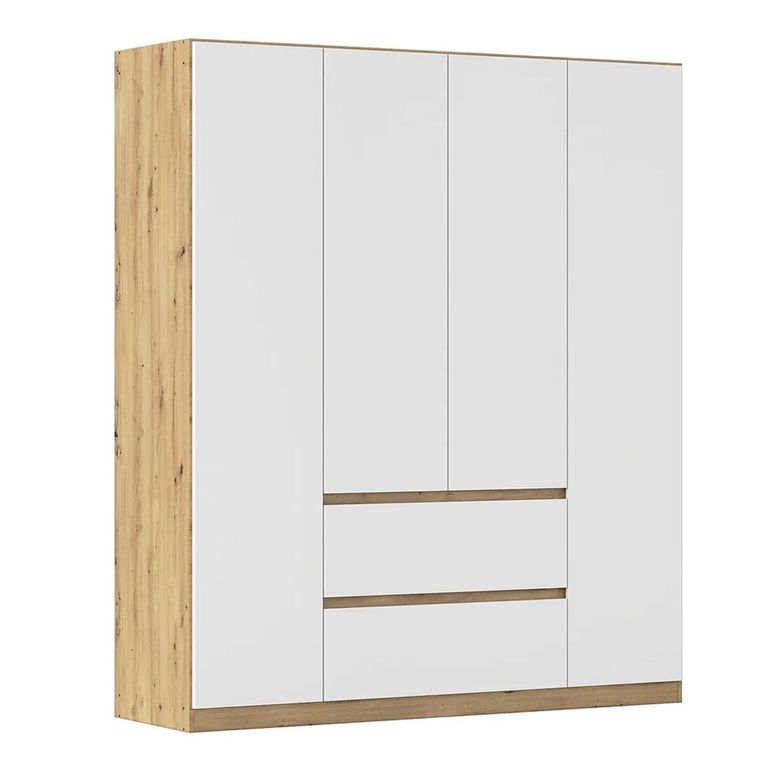 Rauch Mainz 181cm 4 Door Wardrobe with Drawer - Artisan Oak and Alpine White