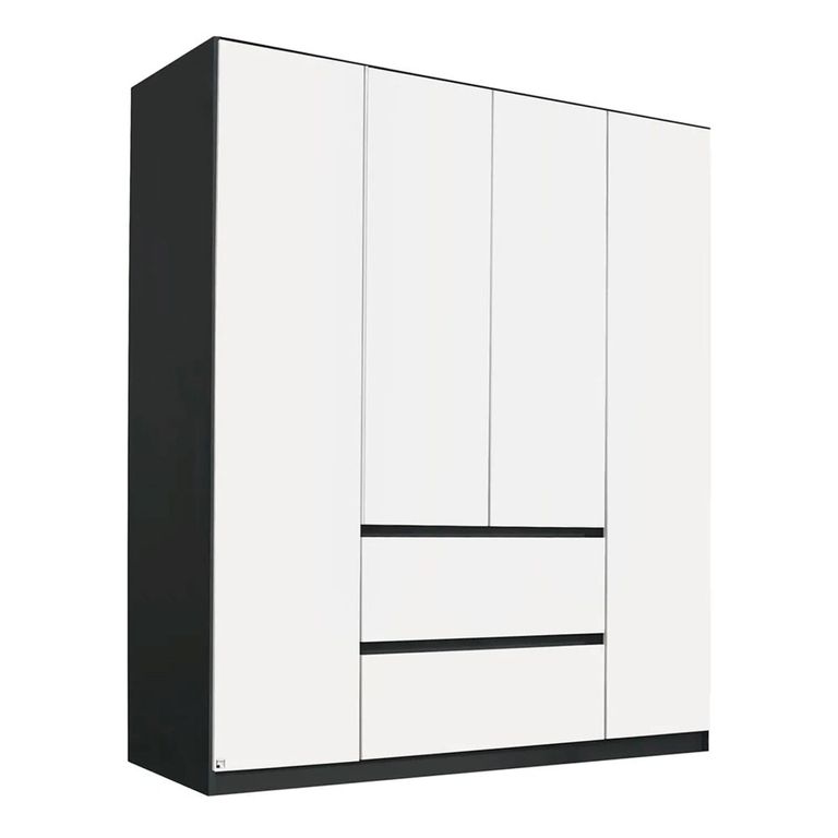 Rauch Mainz 181cm 4 Door Wardrobe with Drawer - Metallic Dark Grey and Alpine White