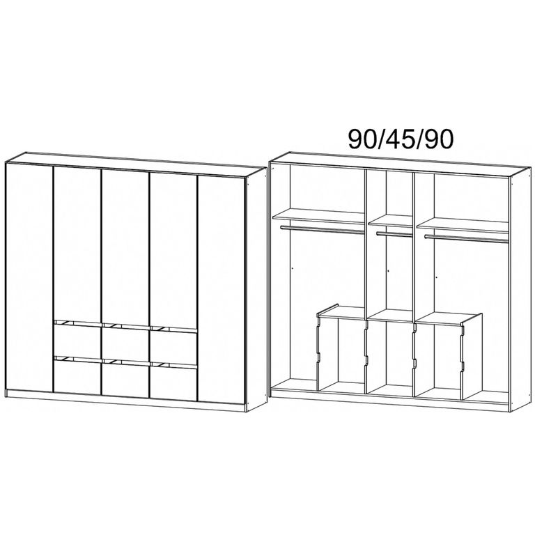 Rauch Mainz 226cm 5 Door Wardrobe with Drawer - Metallic Dark Grey and Alpine White
