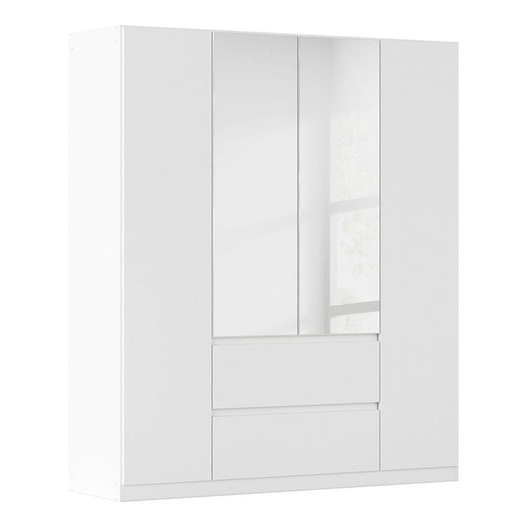 Rauch Mainz Plus 181cm 4 Door Combi Wardrobe - Alpine White and White High Gloss