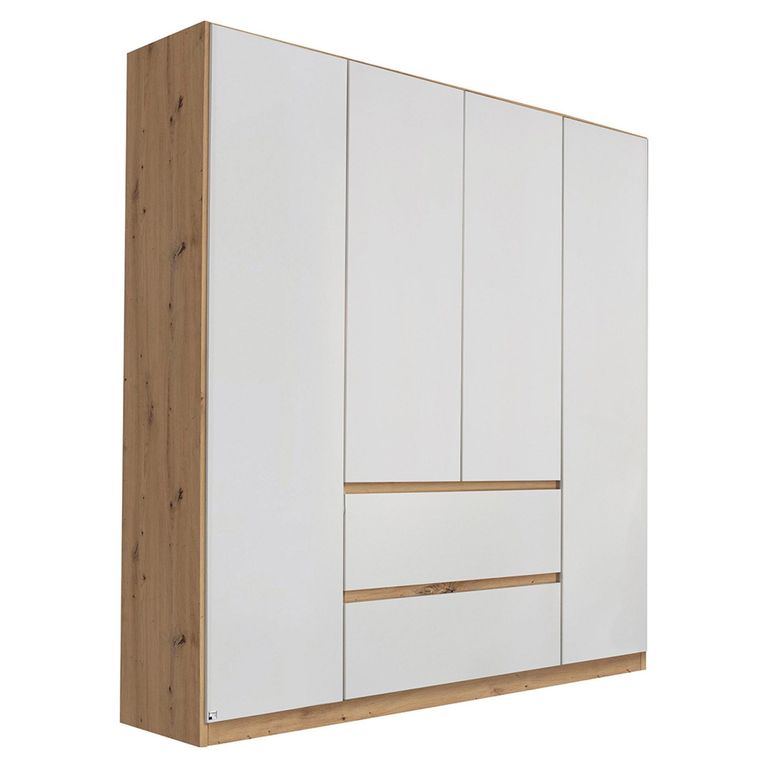 Rauch Mainz Plus 181cm 4 Door Wardrobe with Drawer - Sonoma Oak and White High Gloss