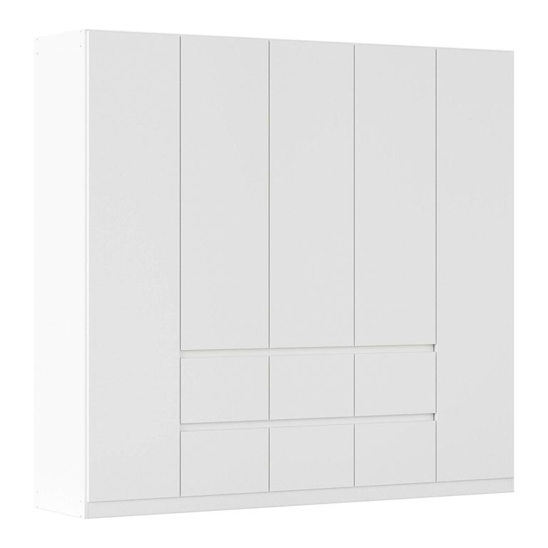 Rauch Mainz Plus 226cm 5 Door Wardrobe with Drawer - Alpine White and White High Gloss