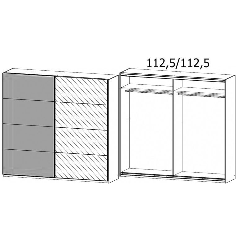 Rauch Malva 226cm 2 Door Sliding Wardrobe with Mirror - Champagne