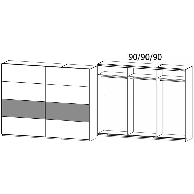 Rauch Malva 271cm 2 Door Sliding Wardrobe - Metallic Dark Grey