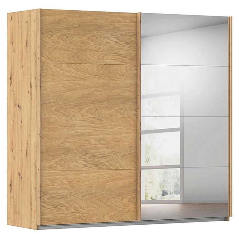 Rauch Malva 271cm 2 Door Sliding Wardrobe with Mirror - Artisan Oak