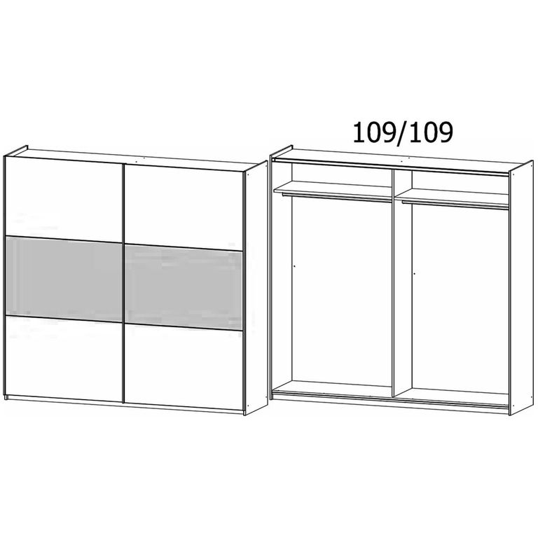 Rauch Marbella 218cm 2 Door Sliding Wardrobe - Metallic Dark Grey and Atlantic Dark Oak