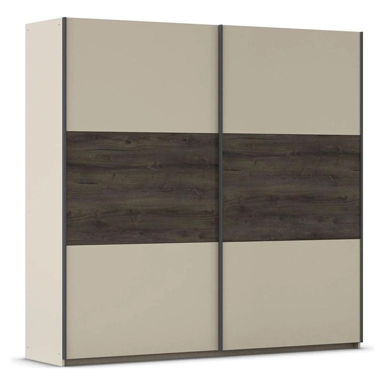 Rauch Marbella 218cm 2 Door Sliding Wardrobe with Extras - Champagne and Atlantic Dark Oak