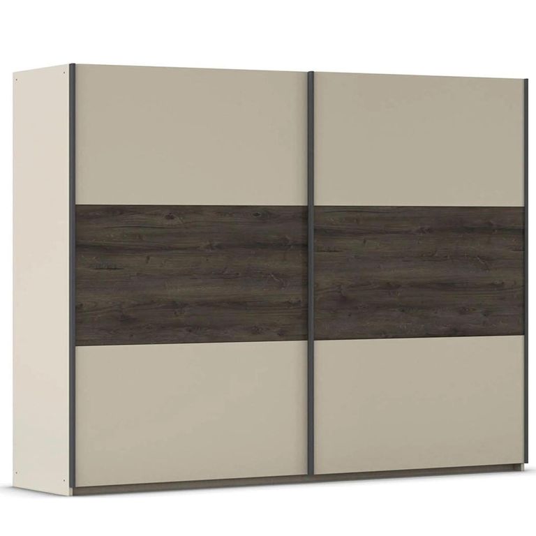 Rauch Marbella 261cm 2 Door Sliding Wardrobe - Champagne and Atlantic Dark Oak