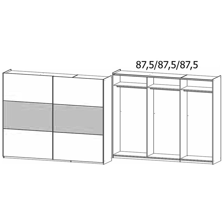 Rauch Marbella 261cm 2 Door Sliding Wardrobe - Metallic Dark Grey and Atlantic Dark Oak