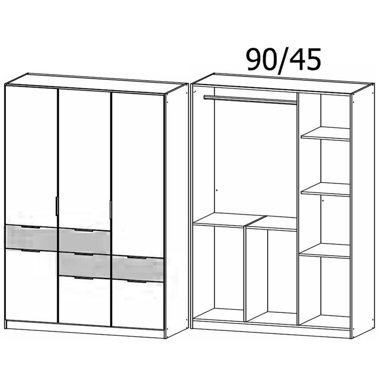 Rauch Mats 136cm 4 Door Wardrobe with Drawer - Alpine White and Atlantic Dark Oak