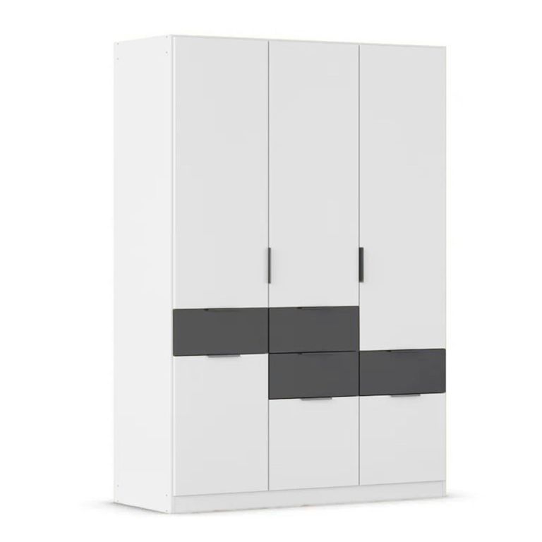 Rauch Mats 136cm 4 Door Wardrobe with Drawer - Alpine White and Metallic Dark Grey
