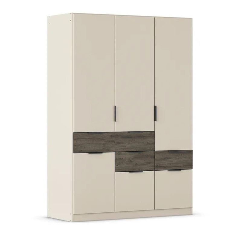 Rauch Mats 136cm 4 Door Wardrobe with Drawer - Champagne and Atlantic Dark Oak