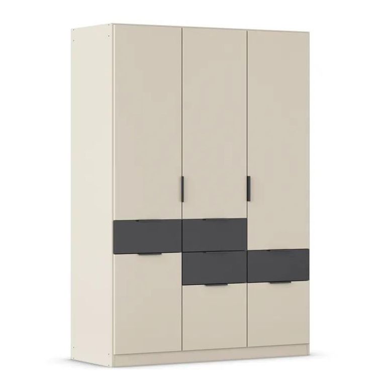 Rauch Mats 136cm 4 Door Wardrobe with Drawer - Champagne and Metallic Dark Grey