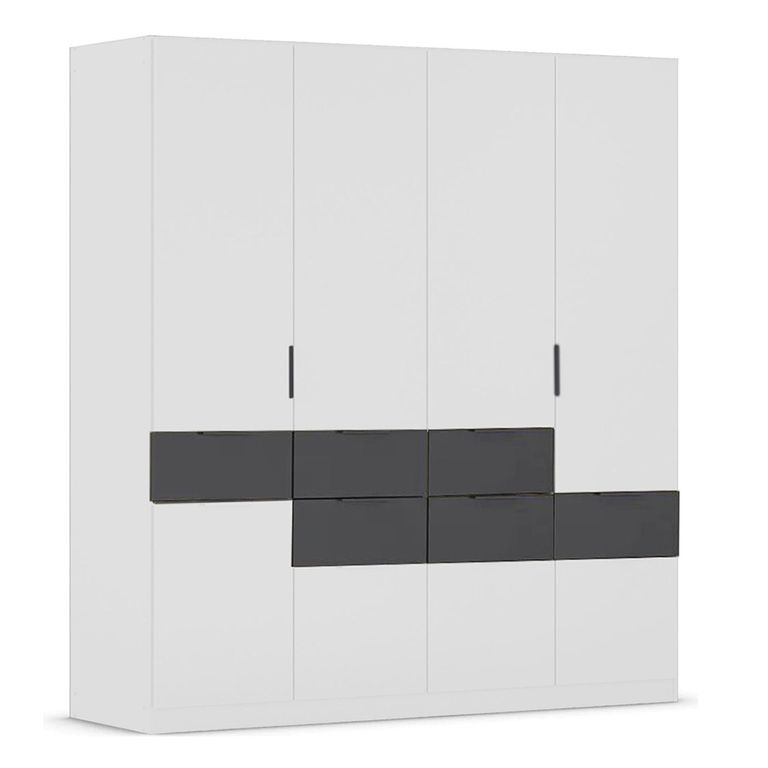 Rauch Mats 181cm 5 Door Wardrobe with Drawer - Alpine White and Metallic Dark Grey
