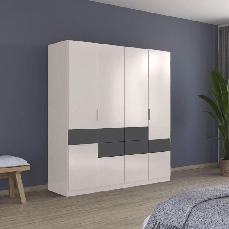 Rauch Mats 181cm 5 Door Wardrobe with Drawer - Champagne and Metallic Dark Grey