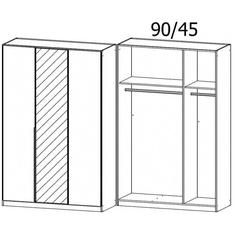 Rauch Memphis 136cm 3 Door Wardrobe with Mirror - Alpine White