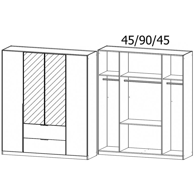 Rauch Memphis 181cm 4 Door Combi Wardrobe - Alpine White