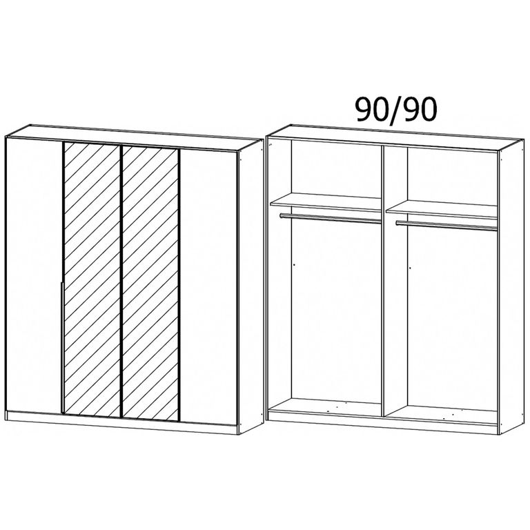 Rauch Memphis 181cm 4 Door Wardrobe with Mirror - Alpine White