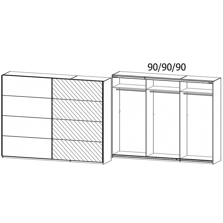 Rauch Memphis 271cm 2 Door Sliding Wardrobe with Mirror - Alpine White