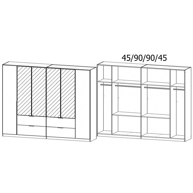 Rauch Memphis 271cm 6 Door Combi Wardrobe - Alpine White
