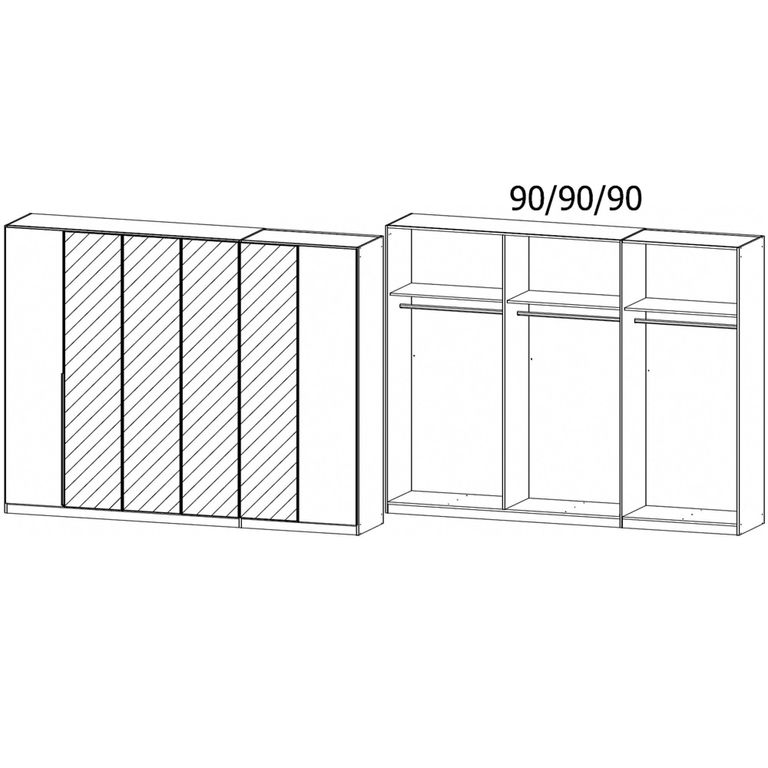 Rauch Memphis 271cm 6 Door Wardrobe with Mirror - Alpine White