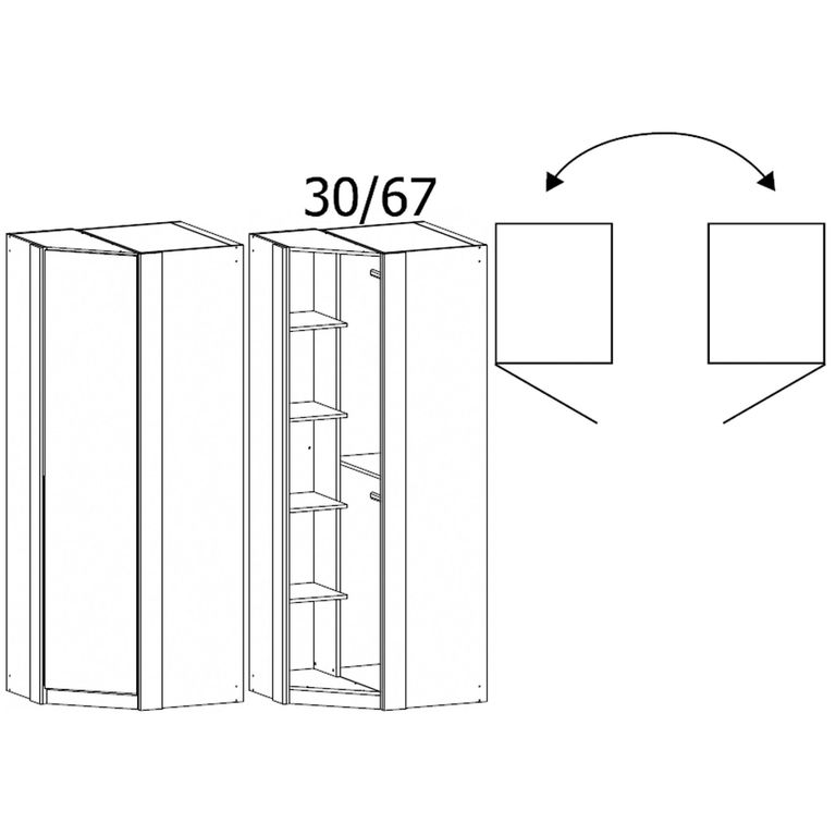 Rauch Memphis 87cm 1 Door Corner Wardrobe - Alpine White